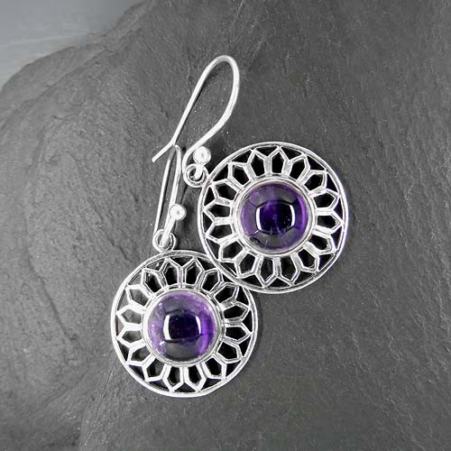Amethyst - Ohrringe Rund